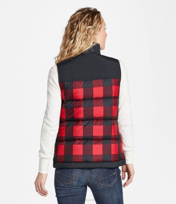 LLBean Mountain Classic Down Vest Women J46J931 Outerwear Rich Red Buffalo Plaid
