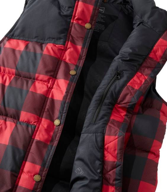 LLBean Mountain Classic Down Vest Women J46J931 Outerwear Rich Red Buffalo Plaid