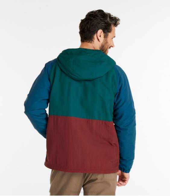 LLBean Mountain Classic Insulated Anorak Men J46J3442 Outerwear Gunmetal Gray/Burgundy