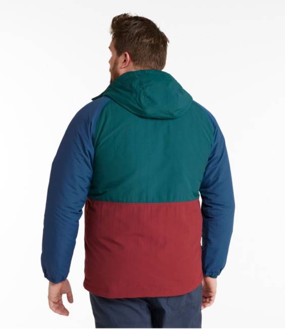 LLBean Mountain Classic Insulated Anorak Men J46J3442 Outerwear Gunmetal Gray/Burgundy