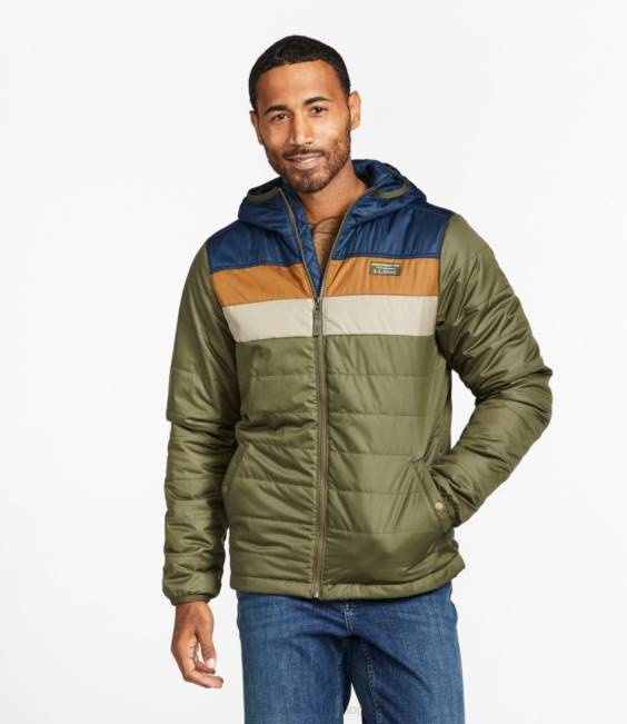 LLBean Mountain Classic Puffer Hooded Jacket Men J46J4950 Outerwear Forest Gray/Carbon Navy