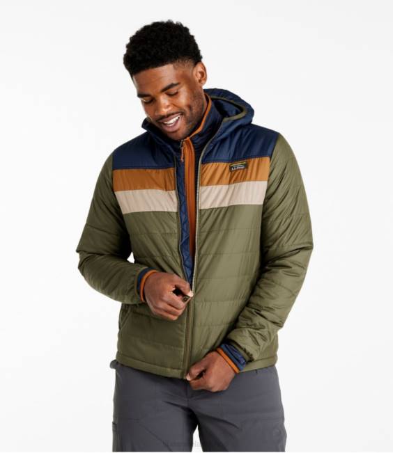 LLBean Mountain Classic Puffer Hooded Jacket Men J46J5948 Outerwear Kelp Green/Nautical Navy