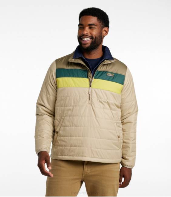 LLBean Mountain Classic Puffer Pullover Men J46J3475 Outerwear Kelp Green/Nautical Navy