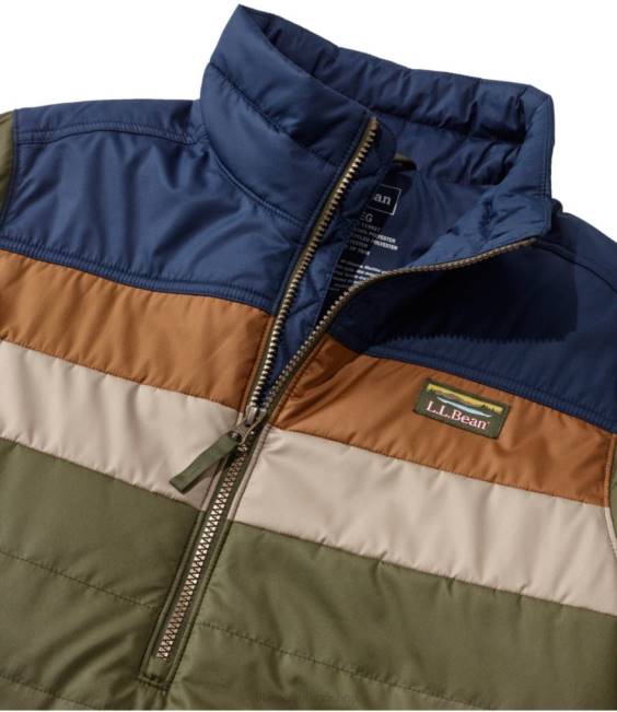 LLBean Mountain Classic Puffer Pullover Men J46J3475 Outerwear Kelp Green/Nautical Navy
