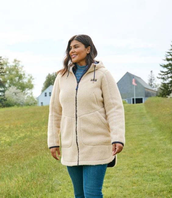 LLBean Mountain Pile Fleece Coat Women J46J3599 Outerwear Iris Mauve