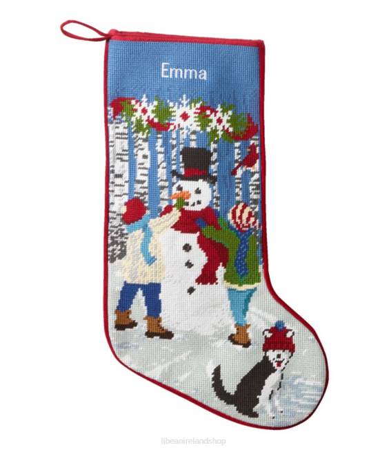 LLBean Needlepoint Christmas Stocking Unisex J46J7139 Home Decor Snowman/Kids