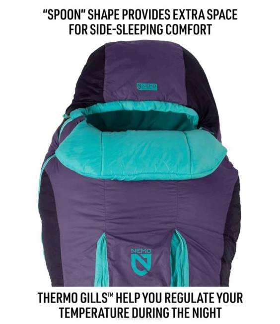 LLBean Nemo Forte Sleeping Bag Unisex J46J1669 Outdoor Equipment Tidepool/Shaded Thistle