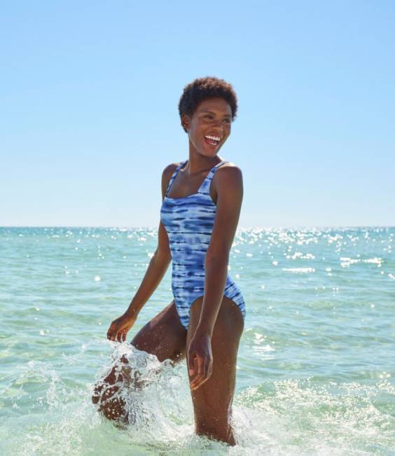 LLBean New Currents Swimwear Women J46J4851 Clothing Rustic Blue Floral