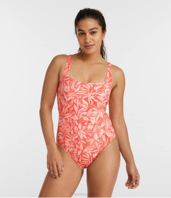 LLBean New Currents Swimwear Women J46J5873 Clothing Hot Coral Tropical