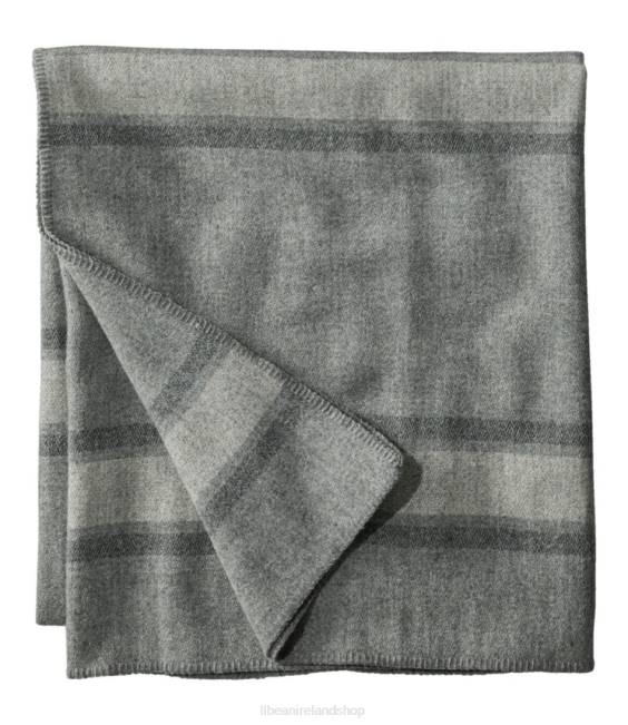 LLBean North Shore Wool Blanket Unisex J46J2572 Bedding Gray Stripe
