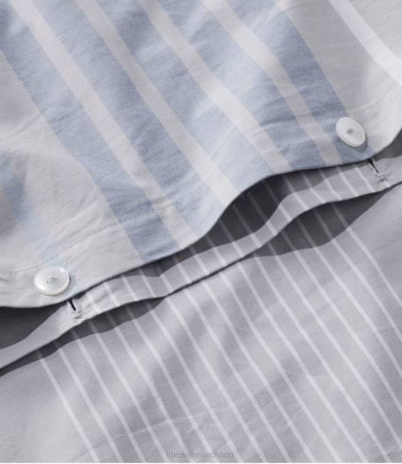 LLBean Organic Cotton Comforter Cover Collection Stripe Unisex J46J2764 Bedding Gray