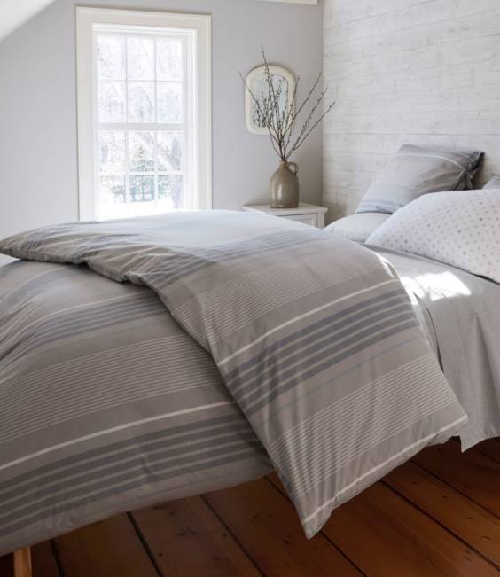 LLBean Organic Cotton Comforter Cover Collection Stripe Unisex J46J2764 Bedding Gray