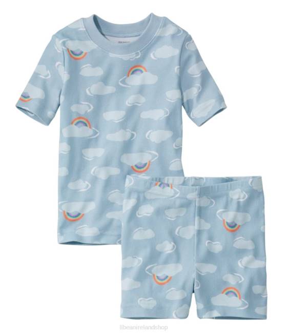 LLBean Organic Cotton Fitted Pajamas Kids J46J3299 Clothing Foggy Blue Clouds