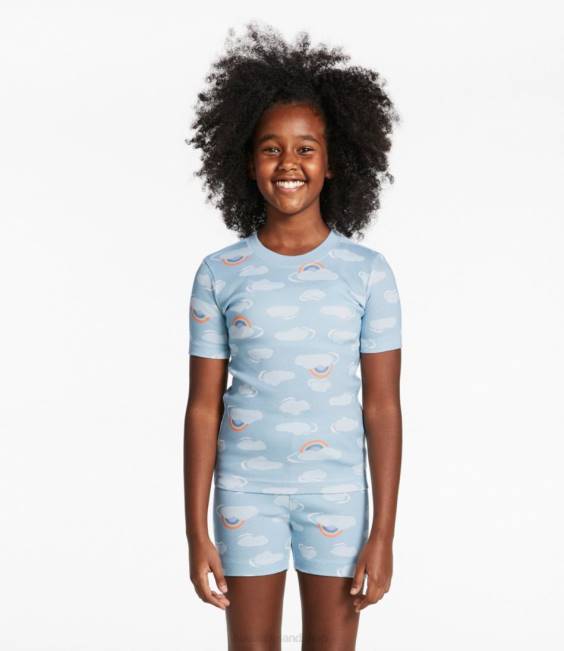 LLBean Organic Cotton Fitted Pajamas Kids J46J5890 Clothing Blue-Green