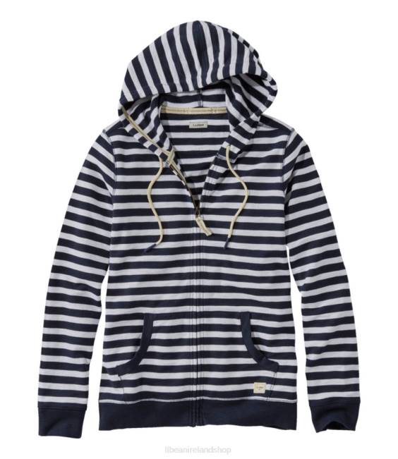 LLBean Organic Cotton Hooded Sweatshirt Women J46J432 Clothing Classic Navy Stripe