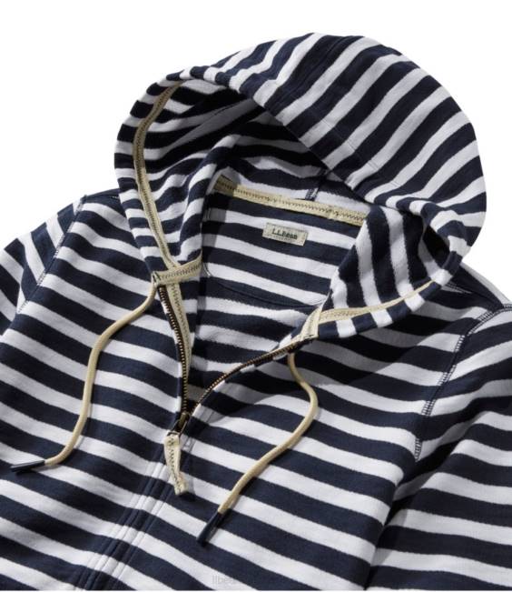 LLBean Organic Cotton Hooded Sweatshirt Women J46J432 Clothing Classic Navy Stripe