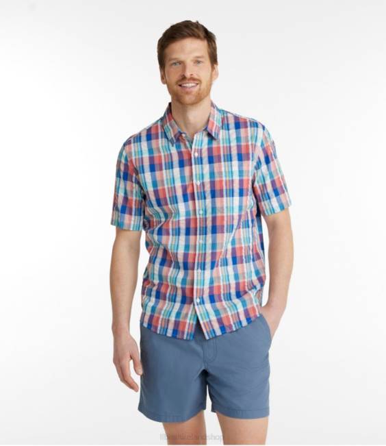 LLBean Organic Cotton Seersucker Shirt Men J46J210 Clothing Pale Turquoise