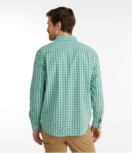 LLBean Organic Cotton Seersucker Shirt Men J46J275 Clothing Pale Turquoise