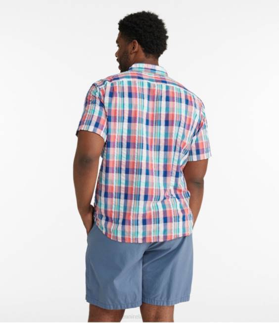 LLBean Organic Cotton Seersucker Shirt Men J46J3100 Clothing Bluebell