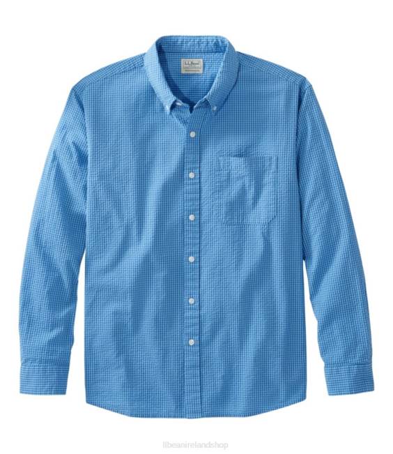 LLBean Organic Cotton Seersucker Shirt Men J46J3164 Clothing Bluebell