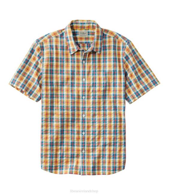 LLBean Organic Cotton Seersucker Shirt Men J46J6480 Clothing Goldenrod