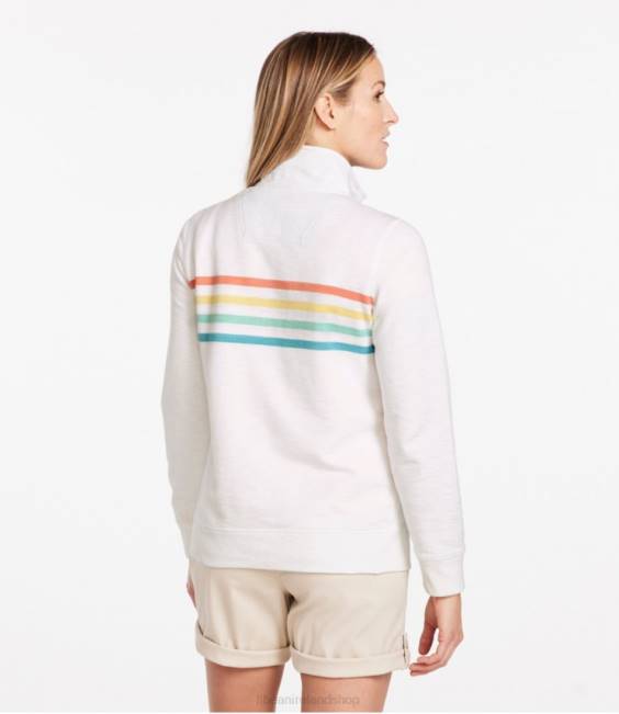 LLBean Organic Cotton Sweatshirt Women J46J3259 Clothing Classic Navy Placed Stripe