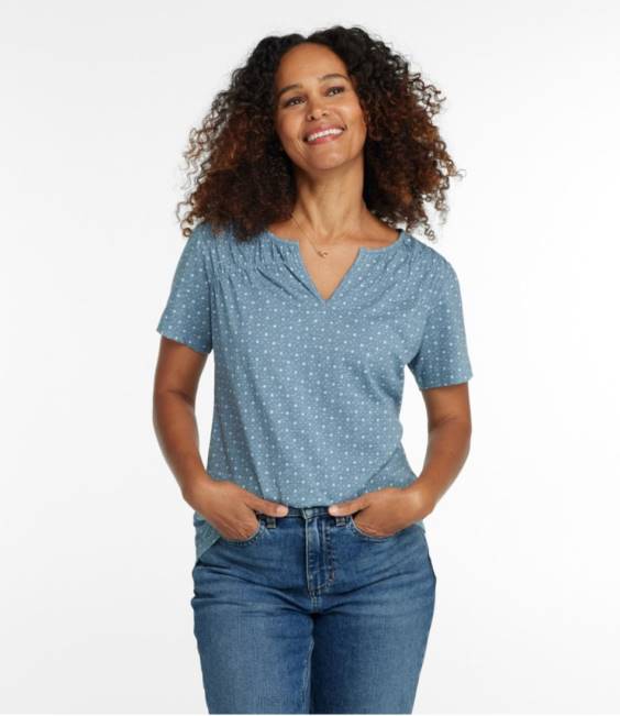 LLBean Organic Cotton Tee Women J46J4619 Clothing Deep Sapphire Floral