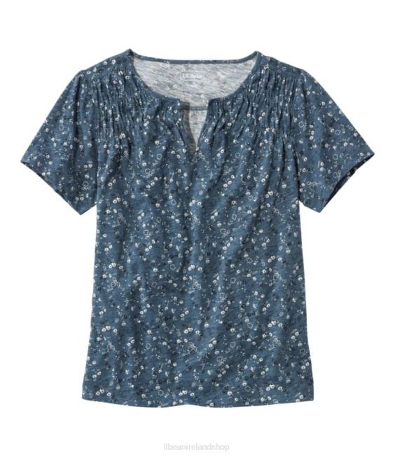 LLBean Organic Cotton Tee Women J46J56 Clothing Rangeley Blue Ditsy Floral