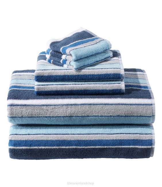 LLBean Organic Cotton Towel Set Stripe Unisex J46J4563 Bath Rustic Blue