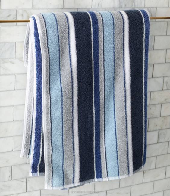 LLBean Organic Cotton Towel Set Stripe Unisex J46J4563 Bath Rustic Blue