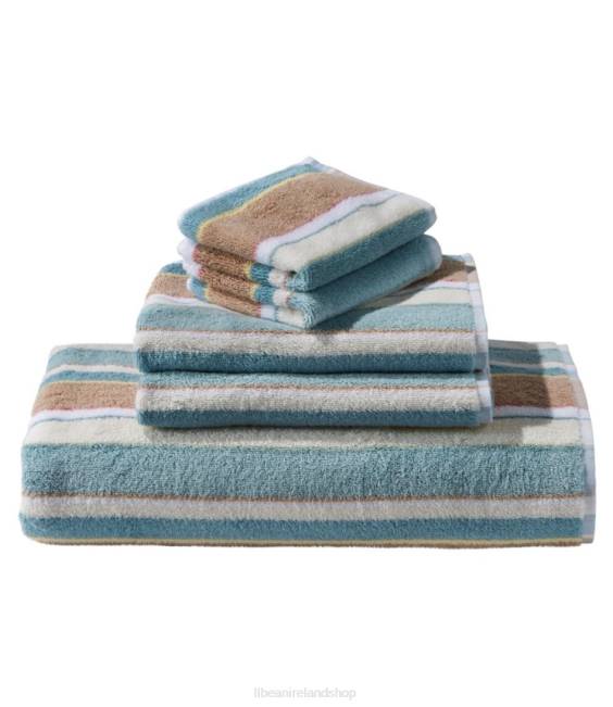 LLBean Organic Cotton Towel Stripe Unisex J46J2666 Bath Blue Quartz