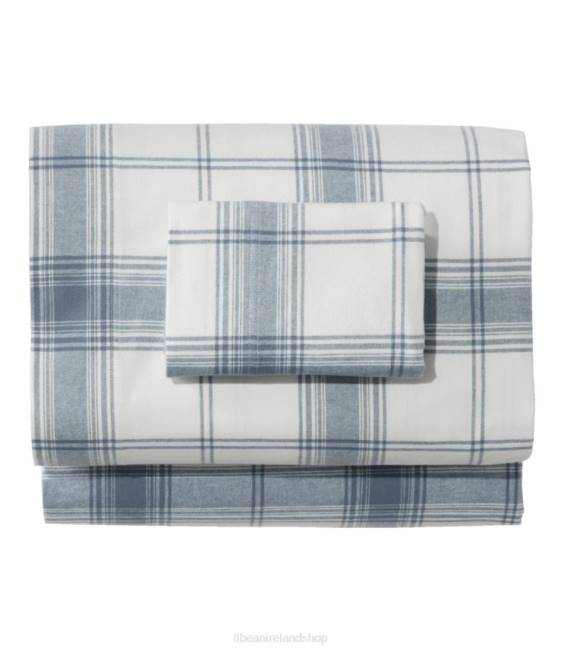 LLBean Organic Flannel Sheet Collection Plaid Unisex J46J2801 Bedding Slate Blue