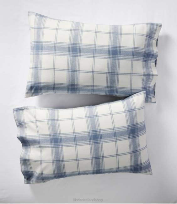 LLBean Organic Flannel Sheet Collection Plaid Unisex J46J2801 Bedding Slate Blue