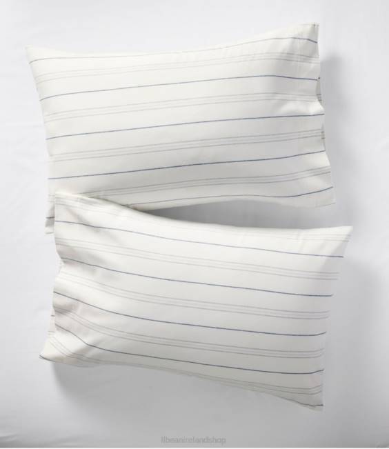 LLBean Organic Flannel Sheet Collection Stripe Unisex J46J4520 Bedding Foggy Blue