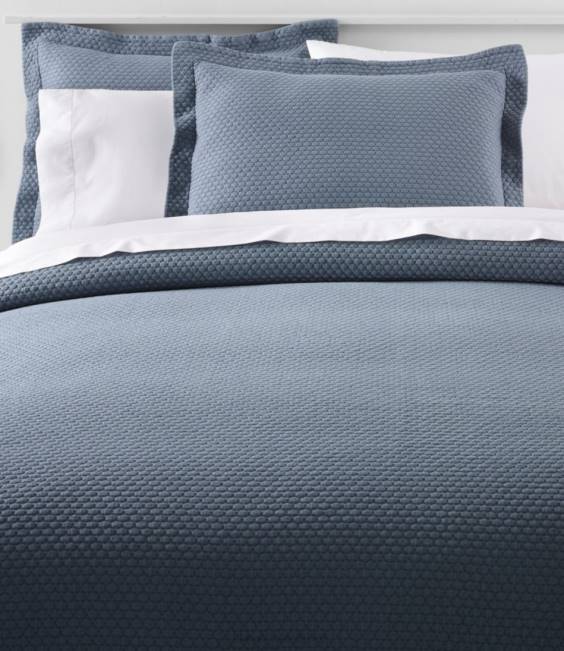 LLBean Organic Honeycomb Matelasse Bedspread Unisex J46J4336 Bedding Slate Blue