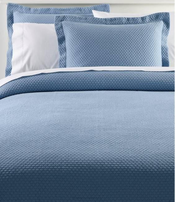 LLBean Organic Honeycomb Matelasse Coverlet Unisex J46J6342 Bedding Bay Blue