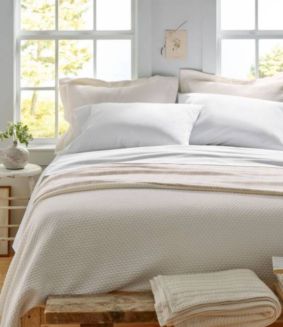 LLBean Organic Honeycomb Matelasse Coverlet Unisex J46J6342 Bedding Bay Blue