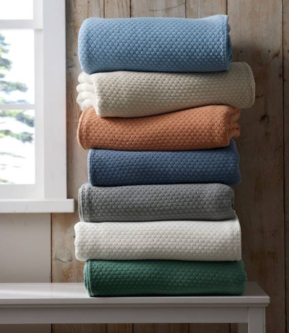 LLBean Organic Honeycomb Matelasse Coverlet Unisex J46J6840 Bedding Sandbar