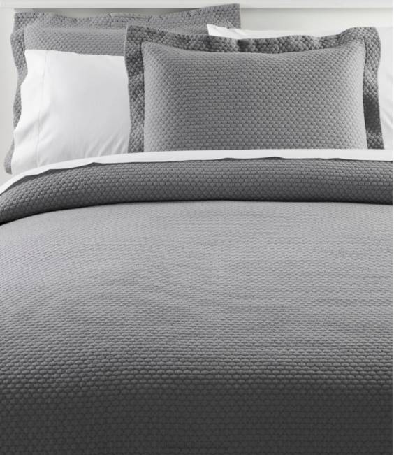 LLBean Organic Honeycomb Matelasse Coverlet Unisex J46J7156 Bedding Frost Gray