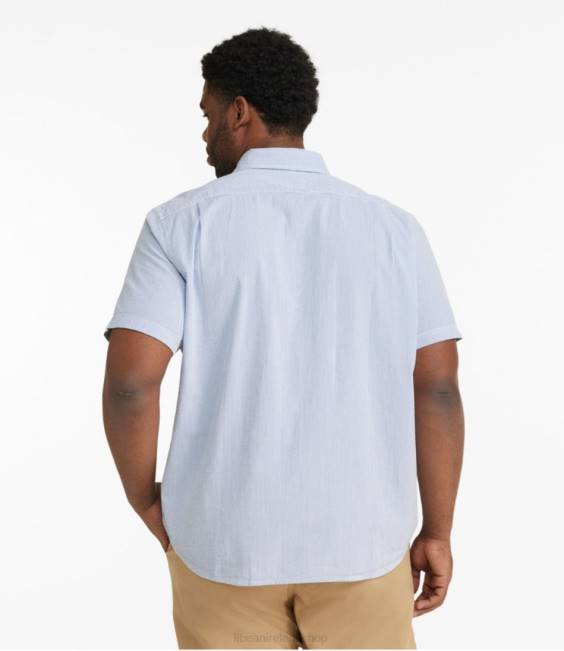 LLBean Organic Seersucker Shirt Men J46J254 Clothing Vintage Indigo