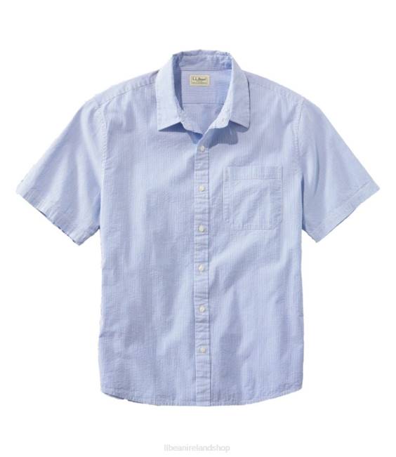 LLBean Organic Seersucker Shirt Men J46J3143 Clothing Bright Blue