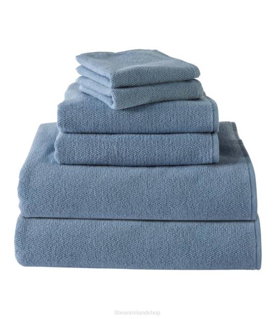LLBean Organic Textured Cotton Towel Set Unisex J46J5555 Bath Flint Blue