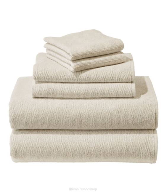 LLBean Organic Textured Cotton Towel Set Unisex J46J6824 Bath Antique White
