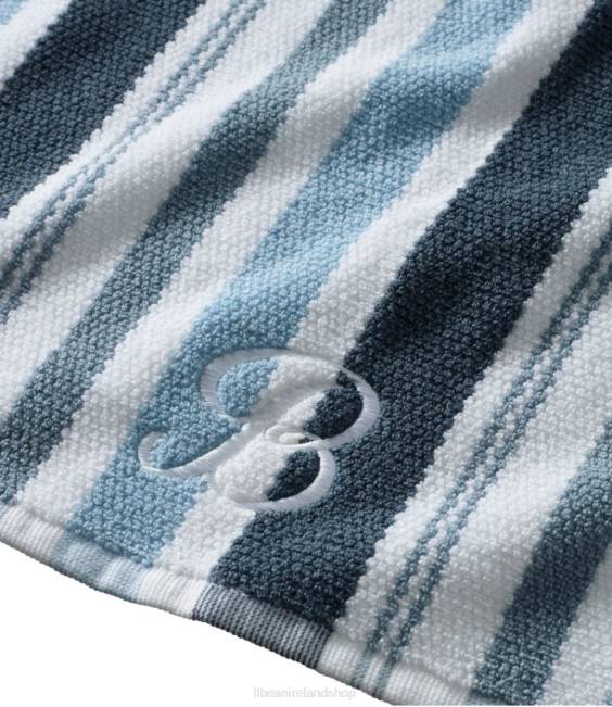 LLBean Organic Textured Cotton Towel Stripe Unisex J46J2646 Bath Slate Blue
