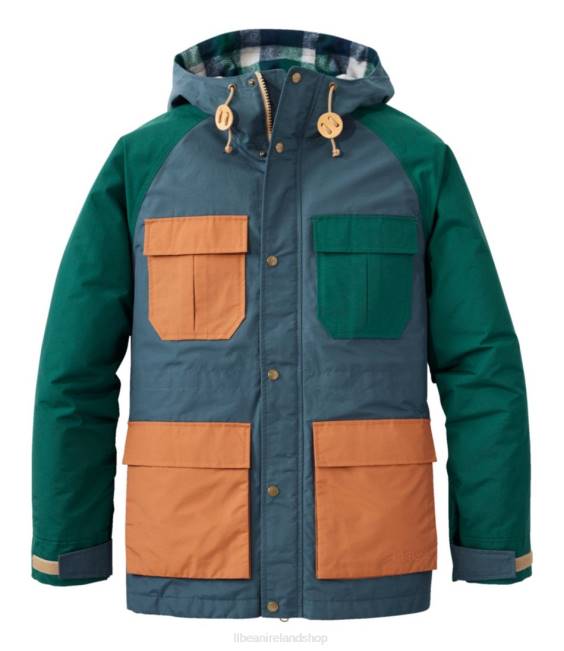 LLBean Original Baxter State Parka 82 Men J46J3456 Outerwear Storm Blue/Black Forest Green