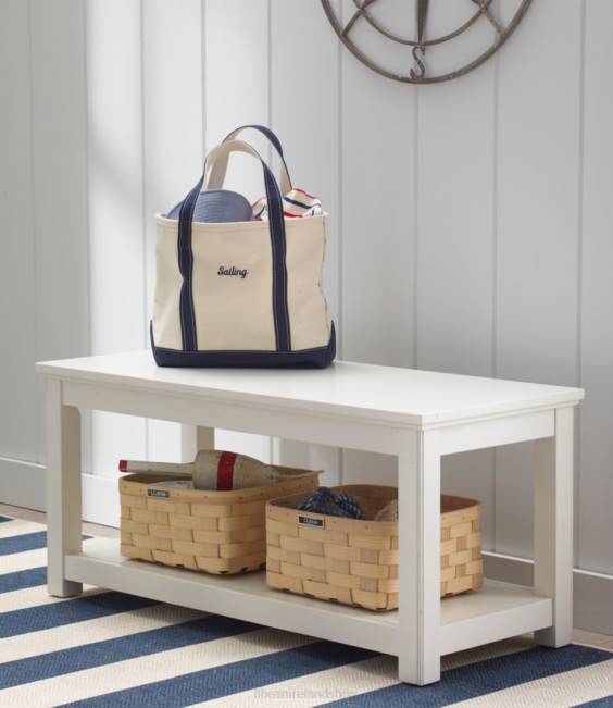 LLBean Painted Farmhouse Bench Unisex J46J2805 Indoor Furniture Paperwhite