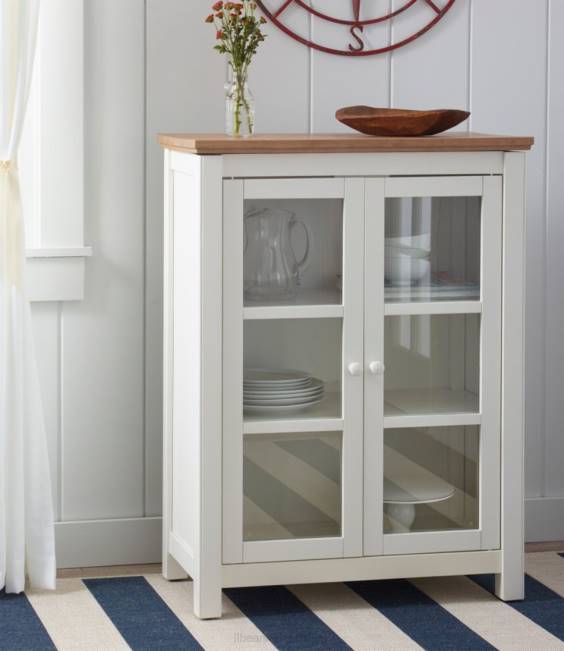 LLBean Painted Farmhouse Cabinet Wood Top Unisex J46J2896 Indoor Furniture Paperwhite