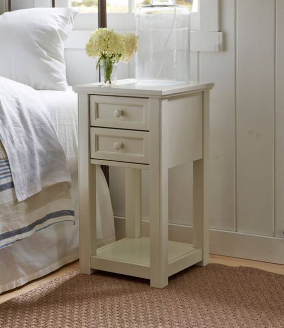 LLBean Painted Farmhouse Two-Drawer Side Table Unisex J46J2846 Indoor Furniture Ivory