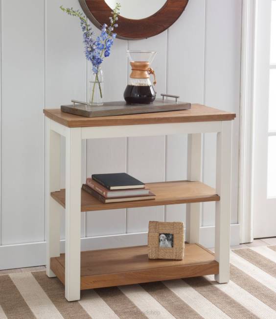 LLBean Painted Farmhouse Two-Shelf Console Wood Top Unisex J46J2878 Indoor Furniture Paperwhite
