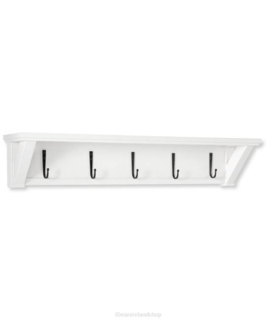 LLBean Painted Farmhouse Wall Shelf With Hooks Unisex J46J2893 Indoor Furniture Paperwhite